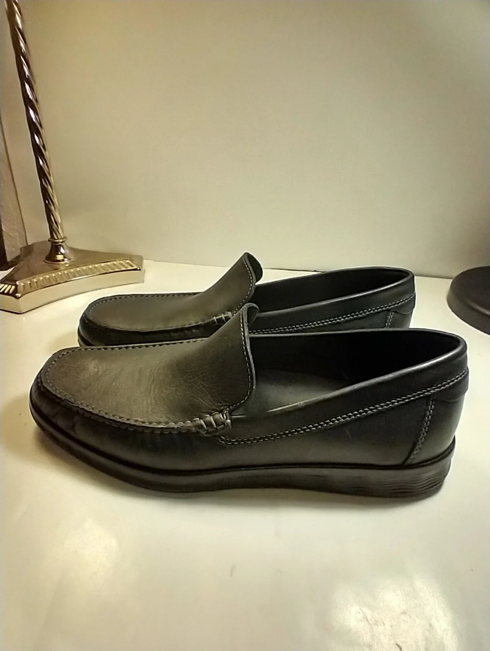 Ecco S Lite Moc Classic Slip On Black Leather Loafers Shoes Men's sz 8(42).